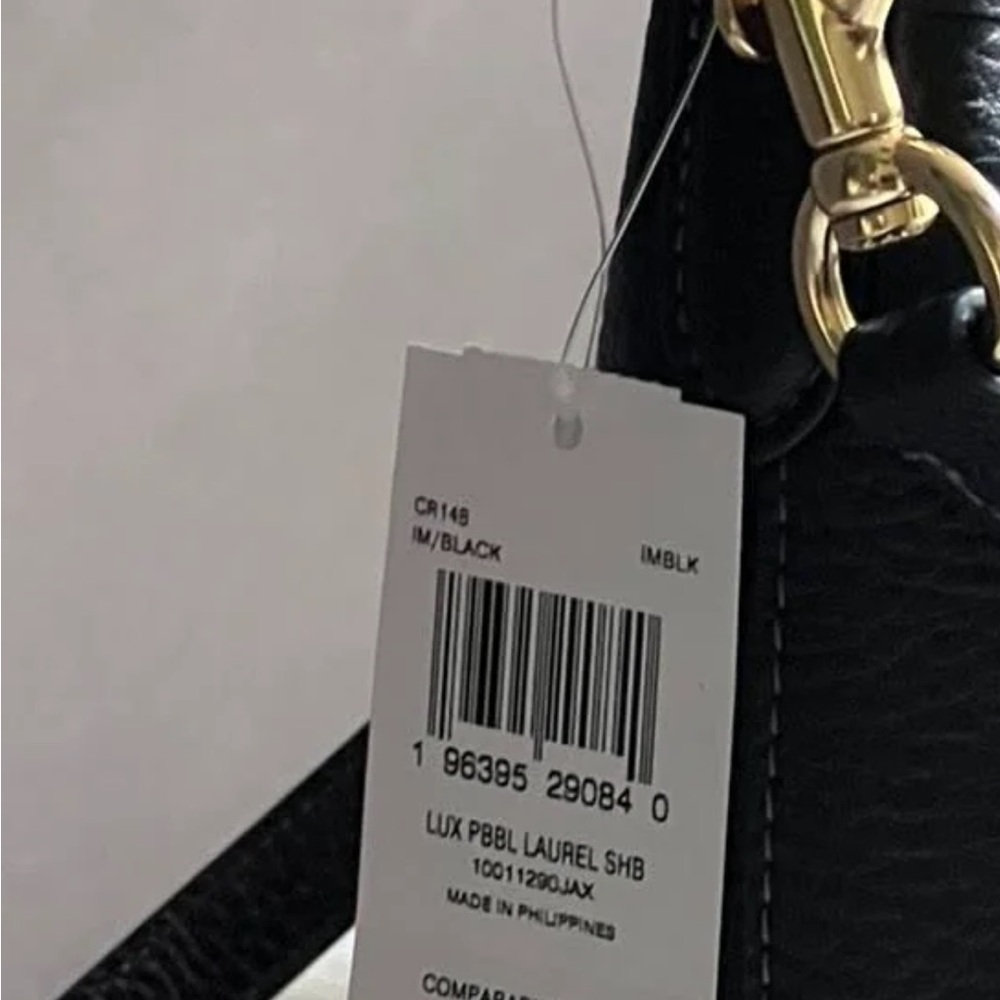 NWT Coach Lux Pebbled Laurel Black Leather Shoulder Hobo with Gold Hardware - Picture 8 of 12
